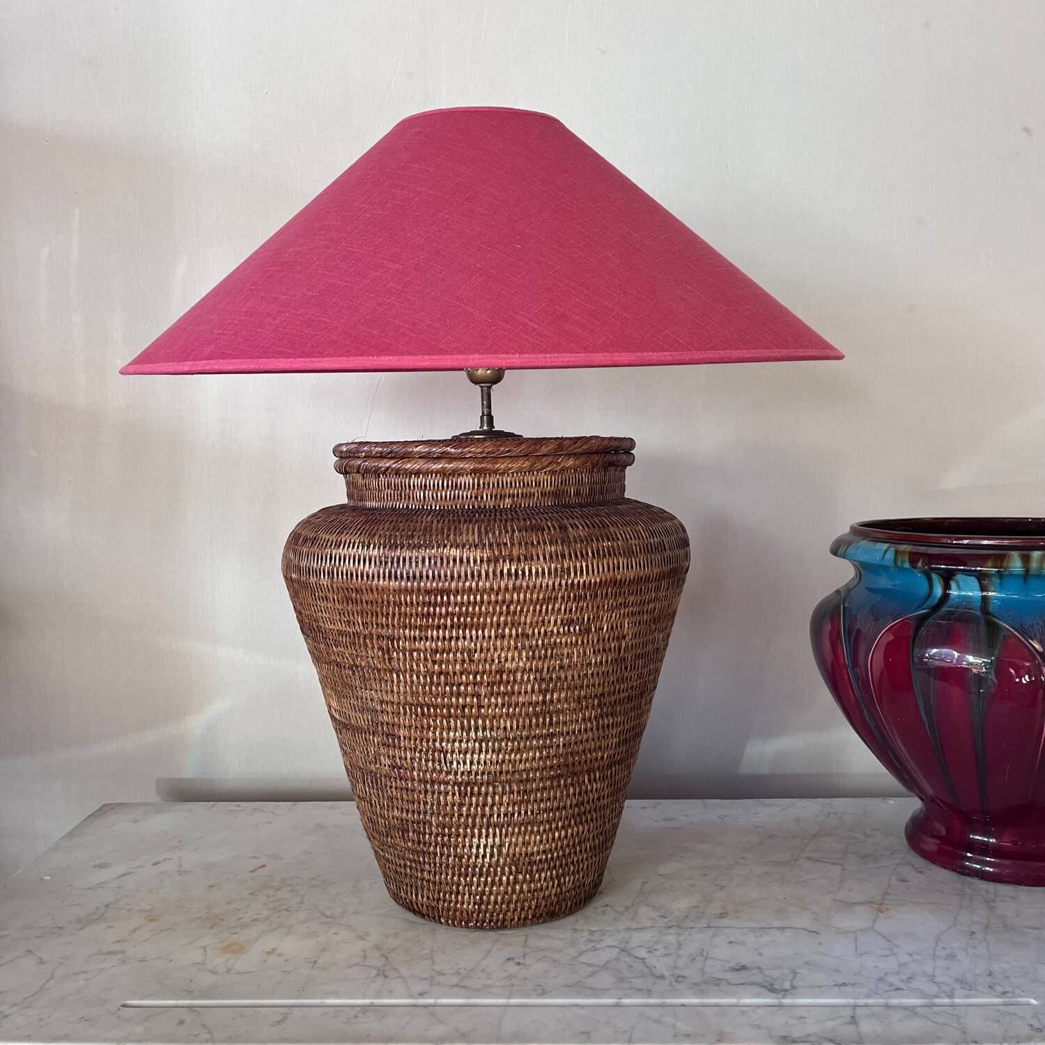 Bamboo rattan lamp from the 1980s.