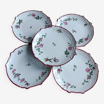 Five porcelain dessert plates