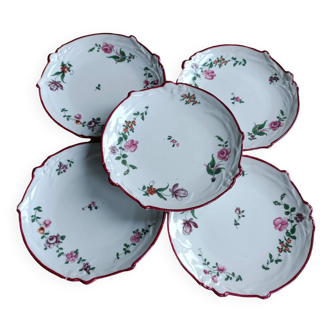 Five porcelain dessert plates