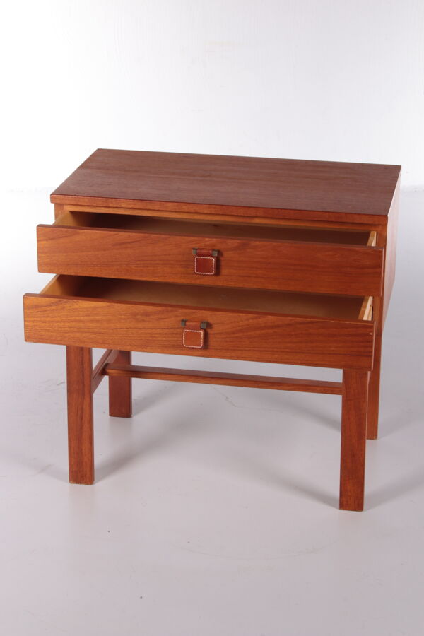 Commode vintage en teck avec poignées en cuir par Fröseke Nybrofabrik, années 1970