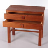 Vintage teak chest of drawers with leather handles by fröseke nybrofabrik, 1970s