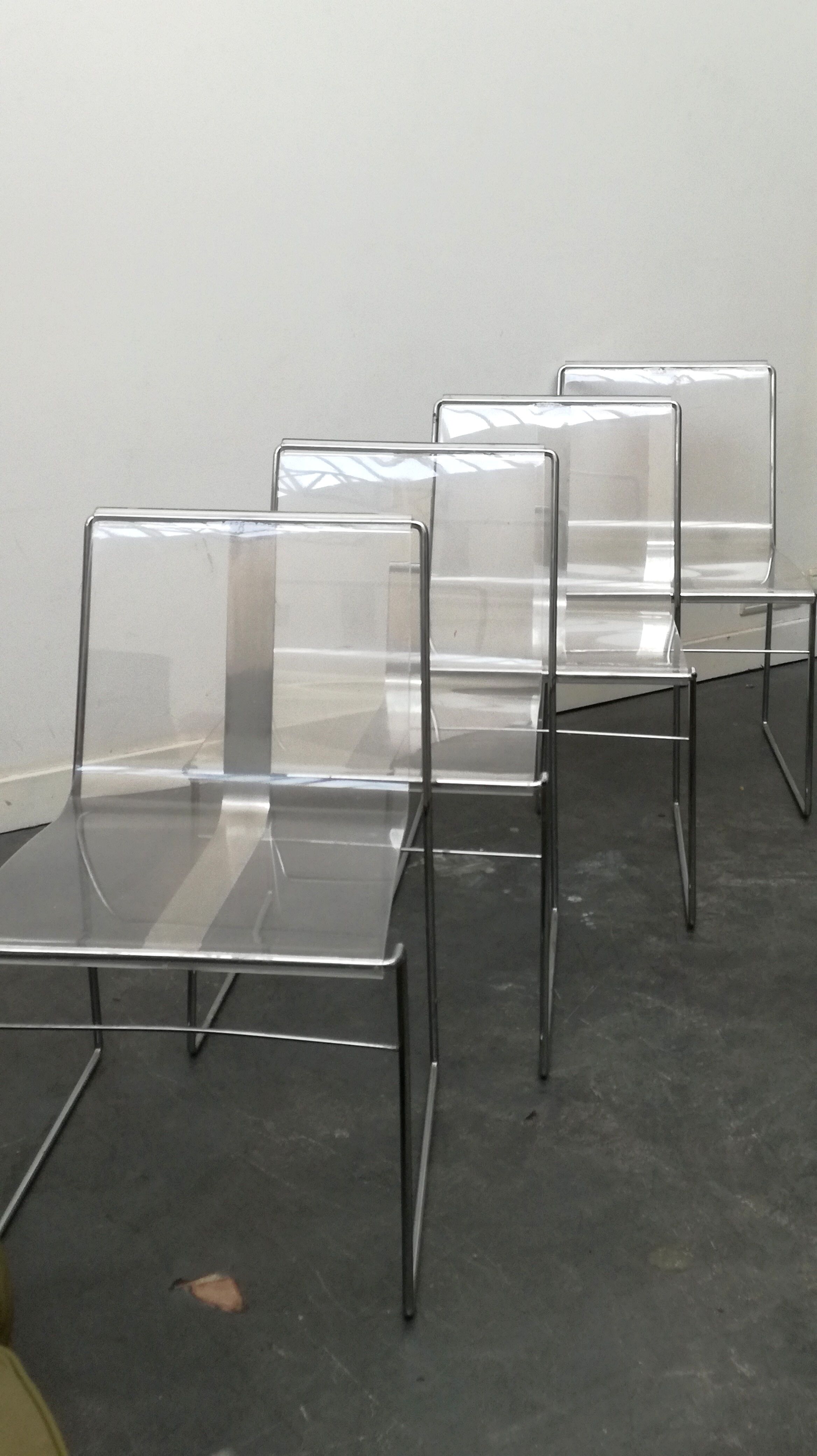 Filglass chairs by Jacques Charpentier plexi 1970