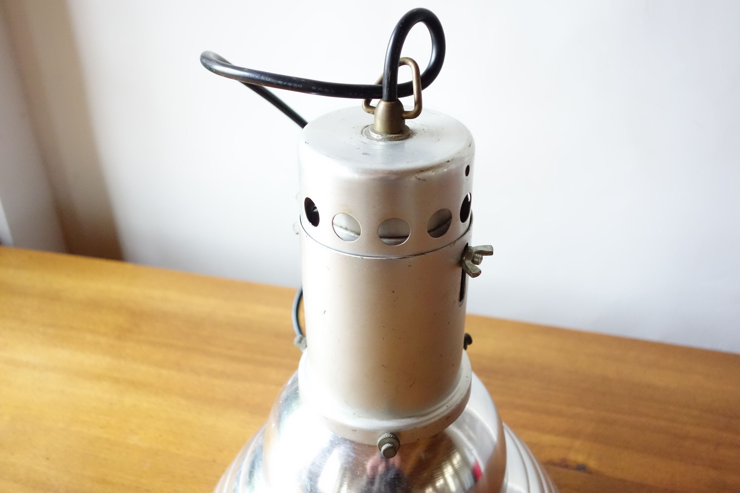 Hanging lamp industrial aluminum 1950 1960