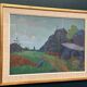 Original Swedish Gouache – "Landscape" by Willy Lindeberg – Signed – Vintage and Framed – 54.5 × 41.5 cm (21.5" × 16.3")