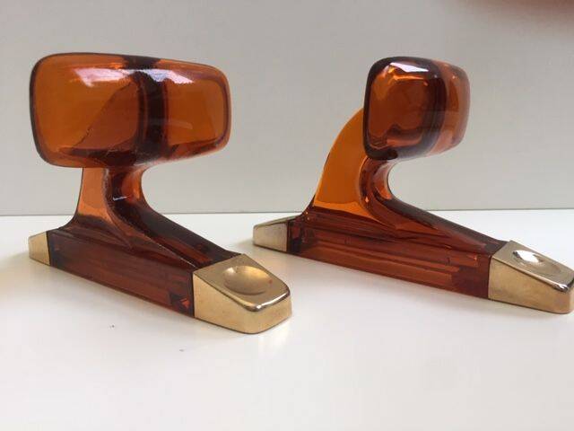 Duo of vintage grosfillex coat hooks model versailles amber plexi