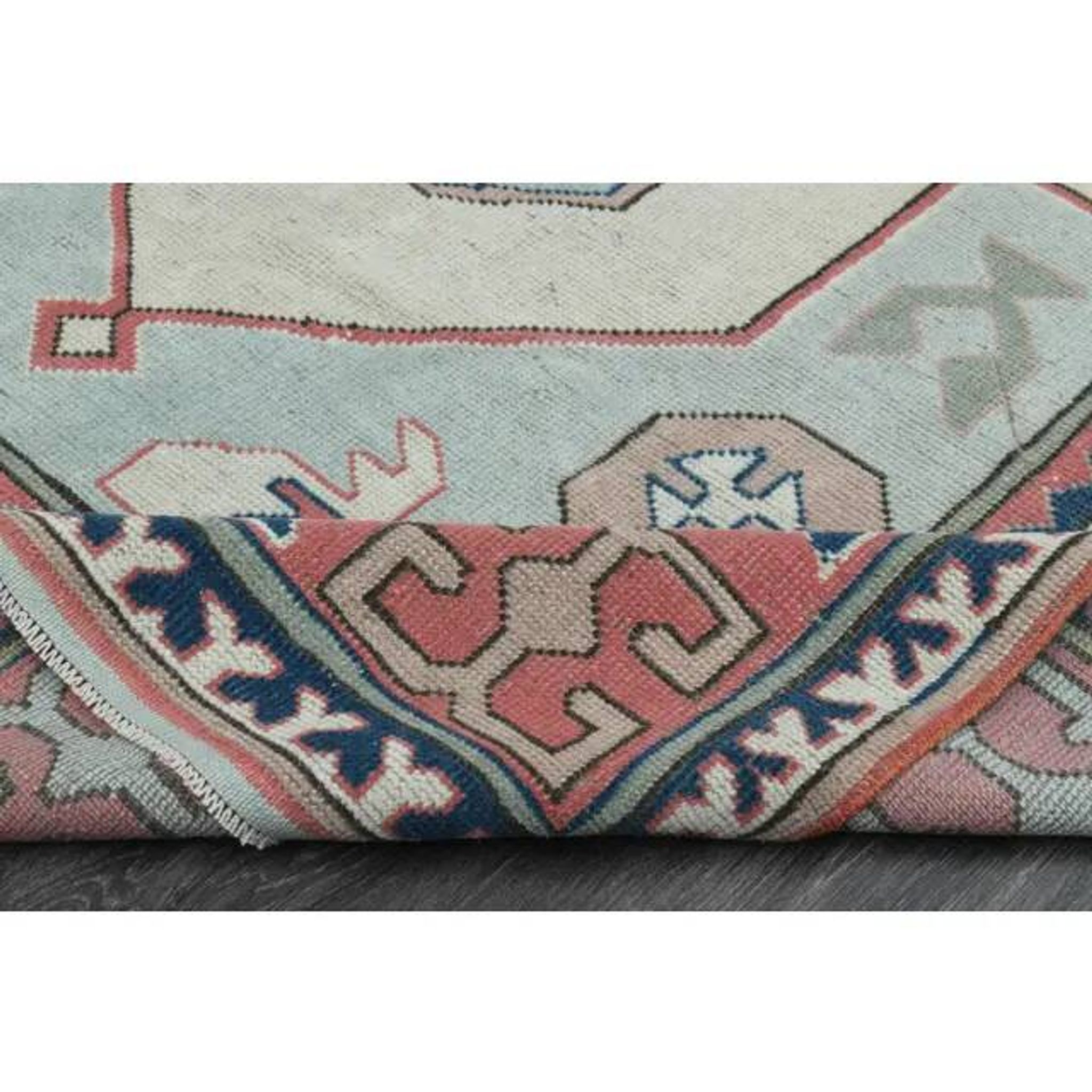 1970s Vintage Turkish Handmade Wool & Cotton Pink Area Rug 175x265