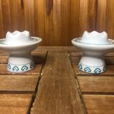 Pair of FRANCOISE SAGET Porcelain Candlesticks Flower Decor #A413
