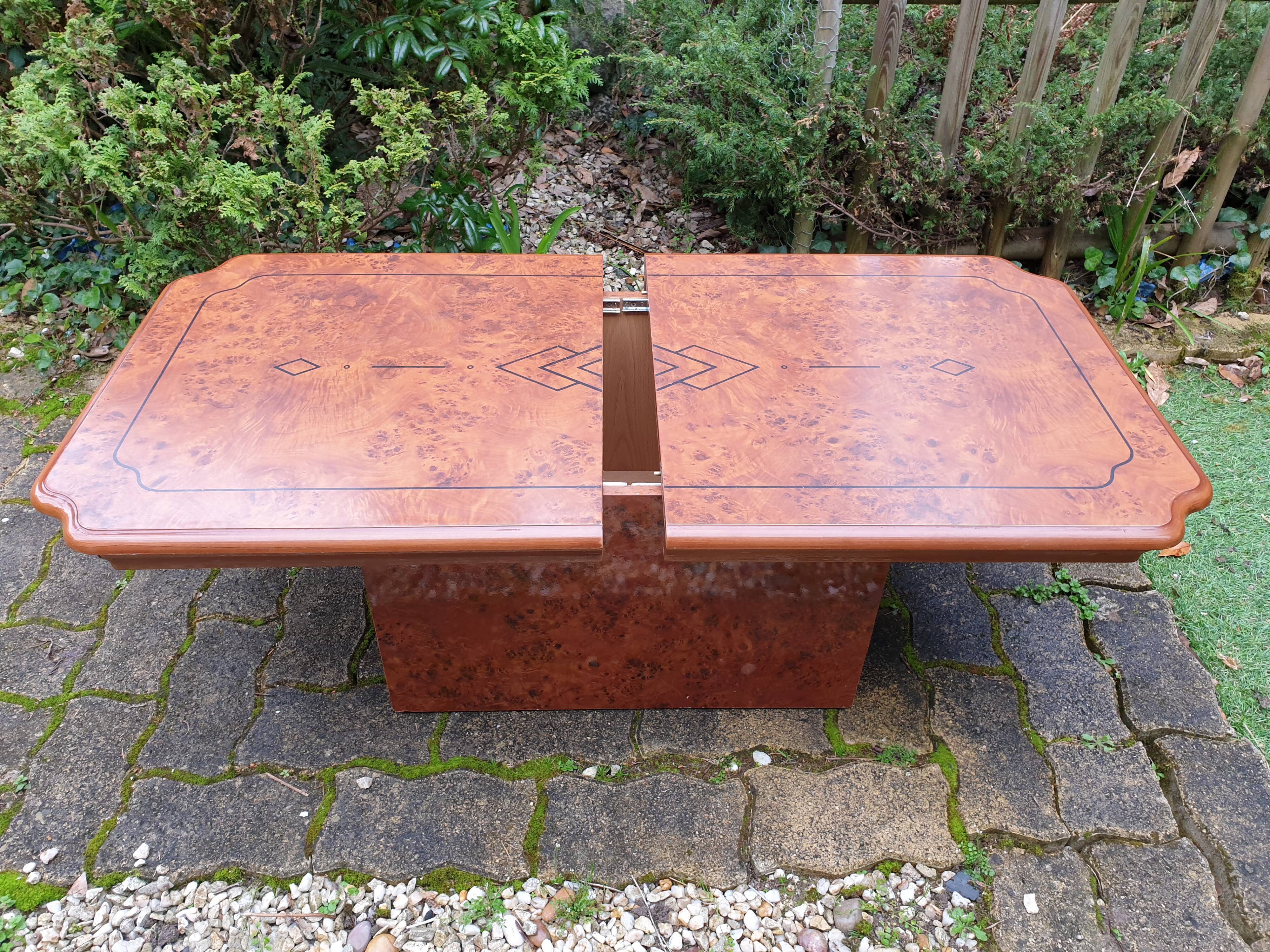Elm burl cocktail coffee table