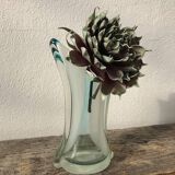 Murano Glass Vase, Cyan-transparent