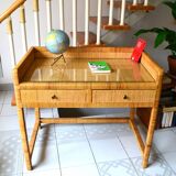 Rattan and wood desk from the 60s/70s.