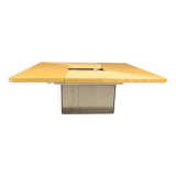 Vintage ash wood hidden bar coffee table by Paul Michel, 1970s