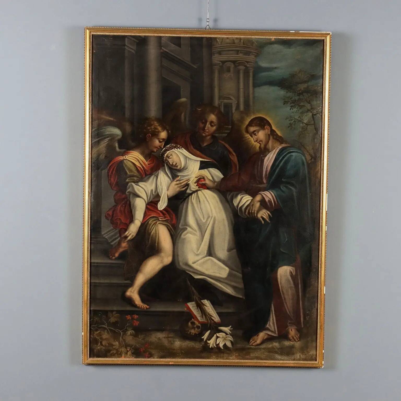 Ancient painting "Ecstasy of Saint Catherine of Siena" 17th century