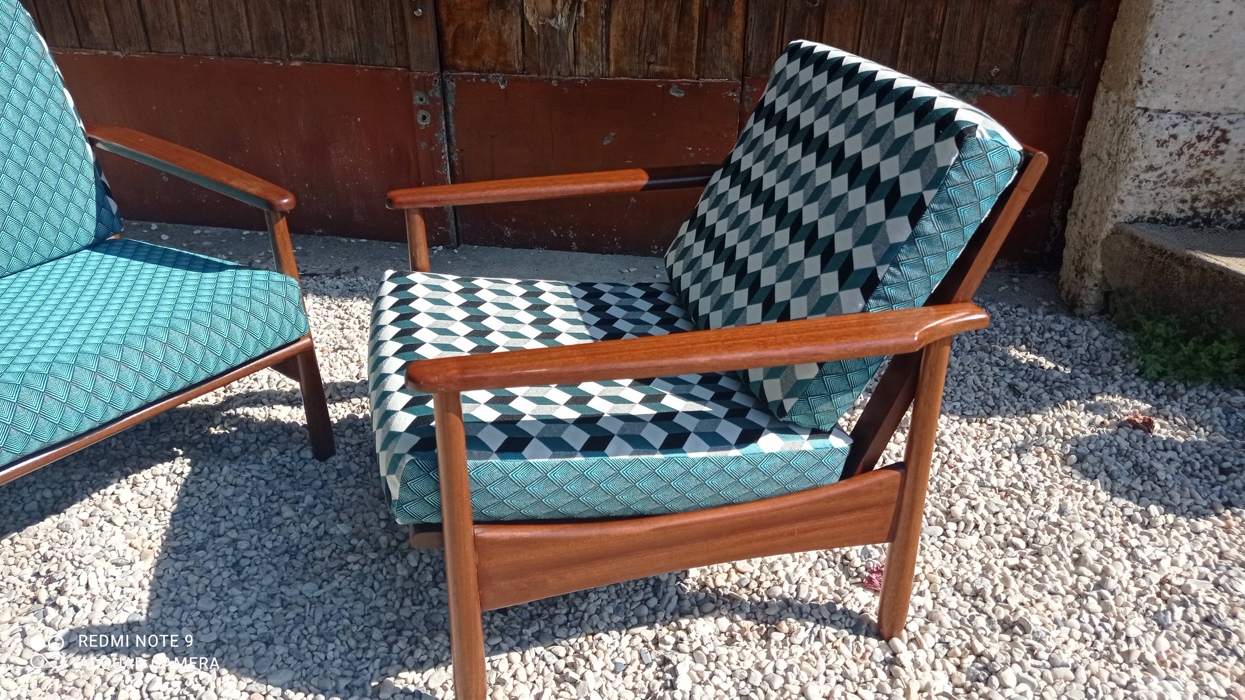 Teak armchairs