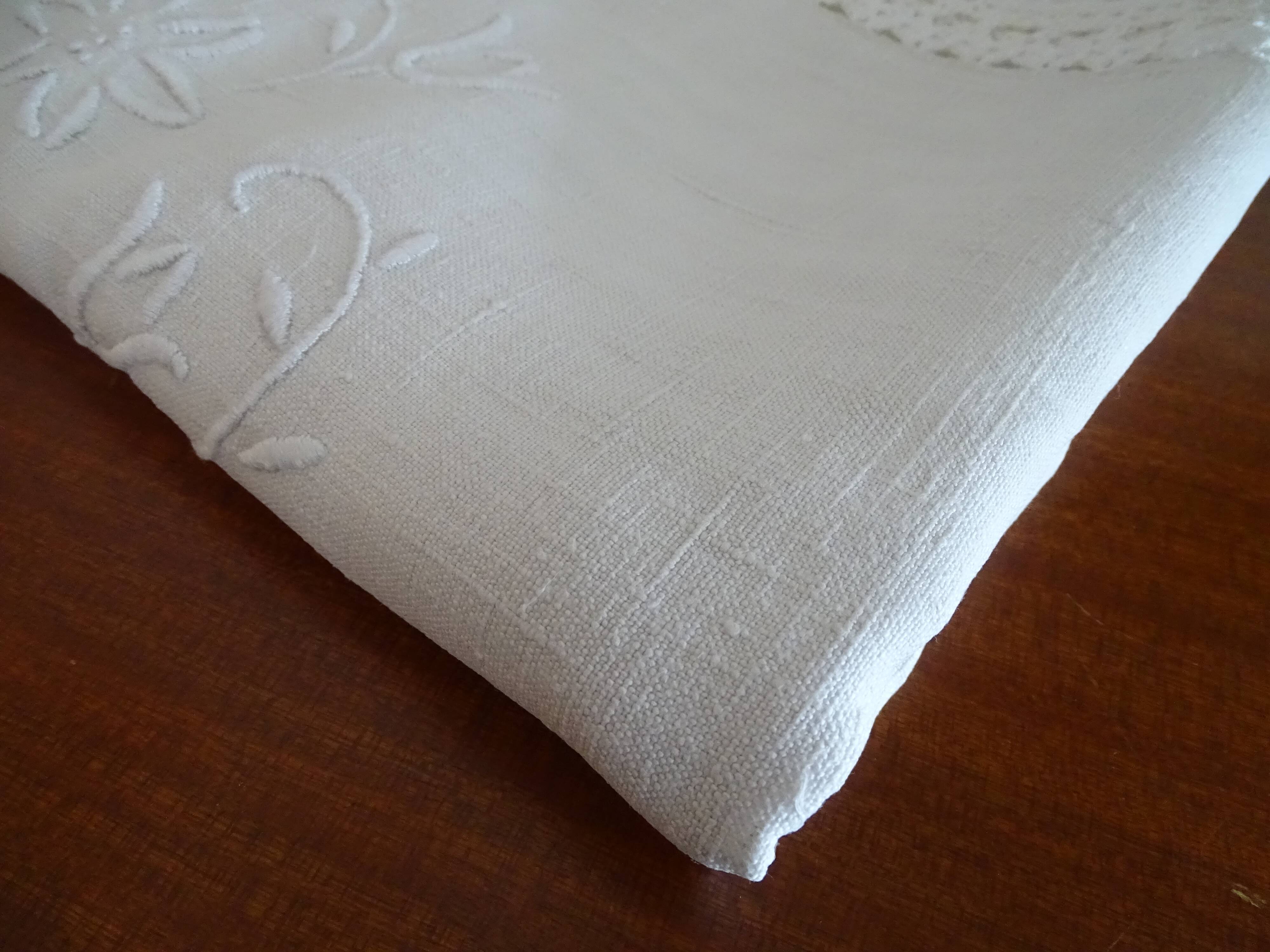 Old linen tablecloth 170 x 165 hand embroidered