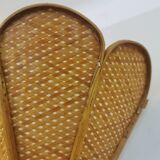 Pair of vintage "tulip" wall lights in rattan and canework