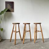 Set of three high tripod farmhouse stools