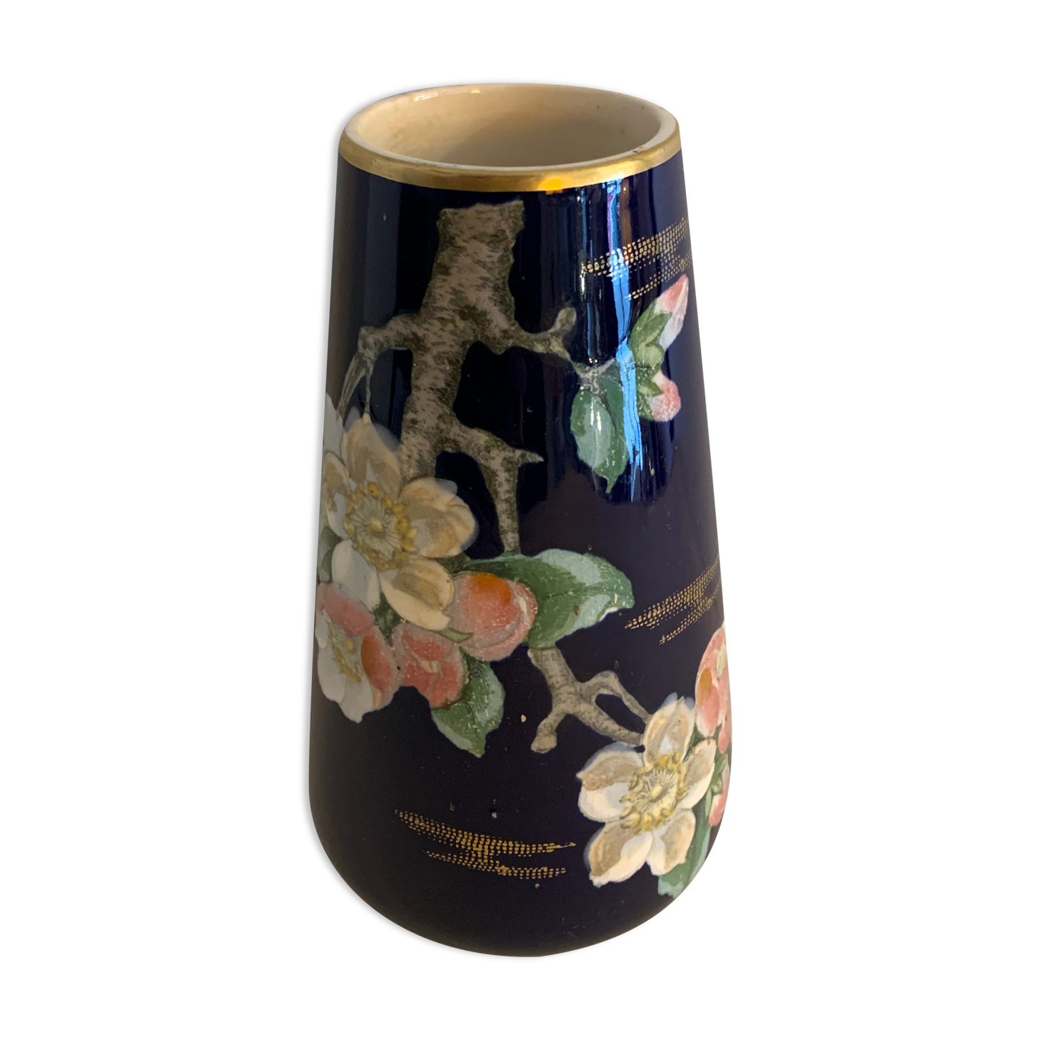 Art nouveau ceramic new cobalt vase by Villeroy and Boch