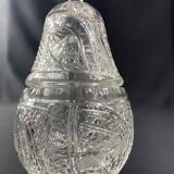 Large covered pear-shaped jar in Bohemian cut crystal