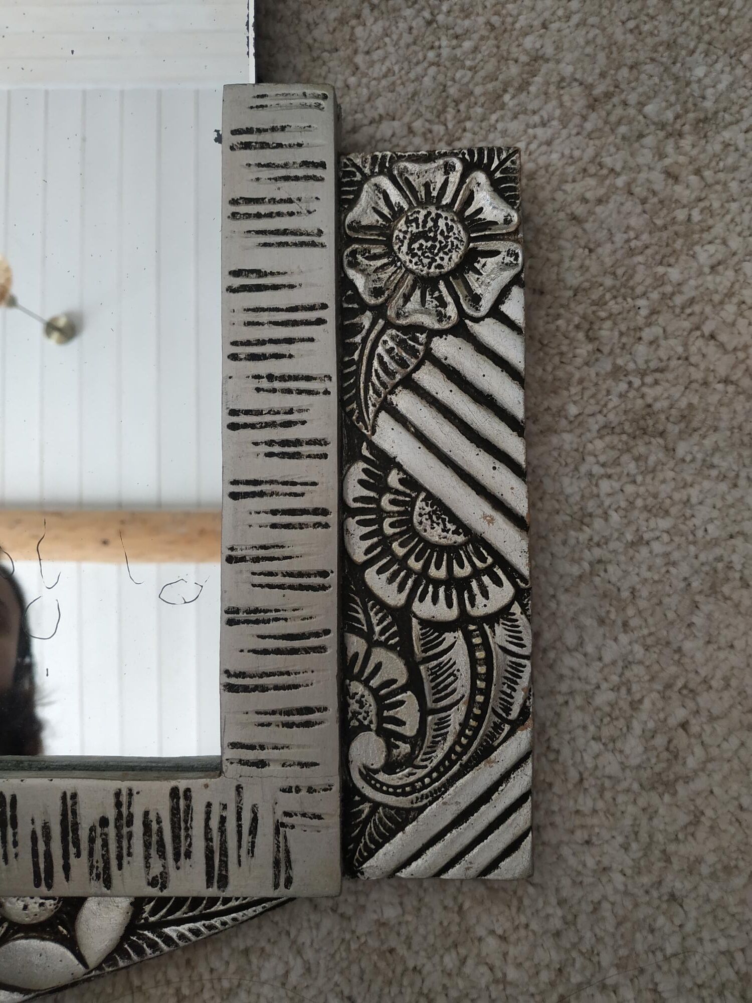 Art Deco silver wood mirror