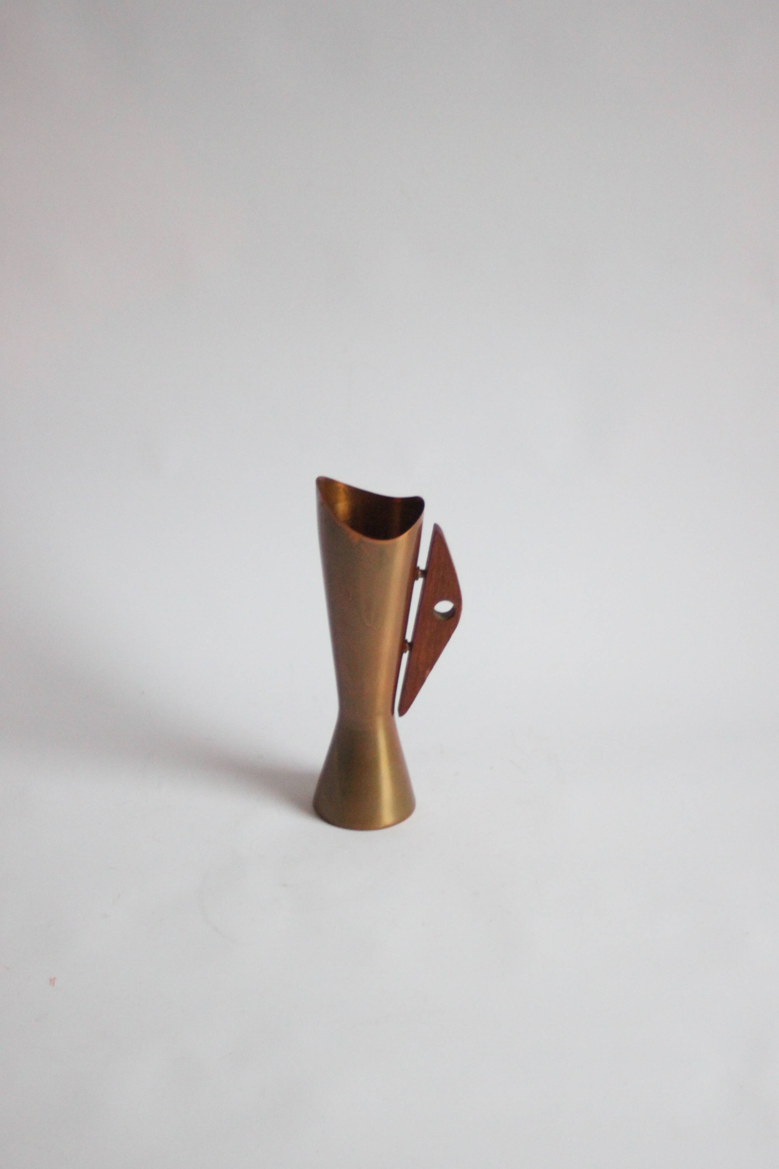 Copper and teak vase by Dahlmann, Germany 1950s