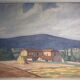 Old painting, landscape Monts du Lyonnais, signed and dated 1947