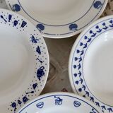 4 mismatched blue and white earthenware soup plates - Lot Margot