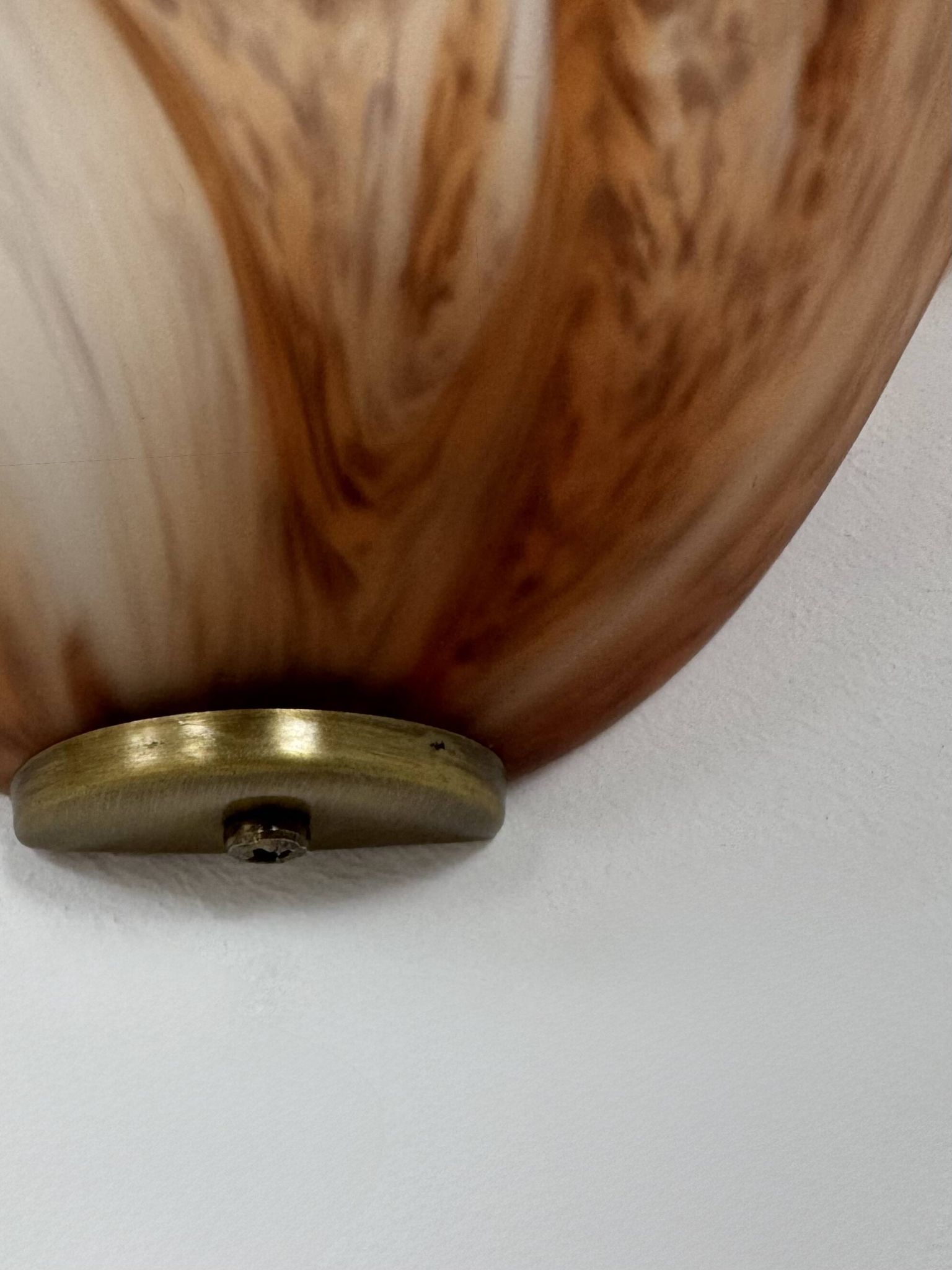 Vintage wall lights, glass and brass, France, 1970.
