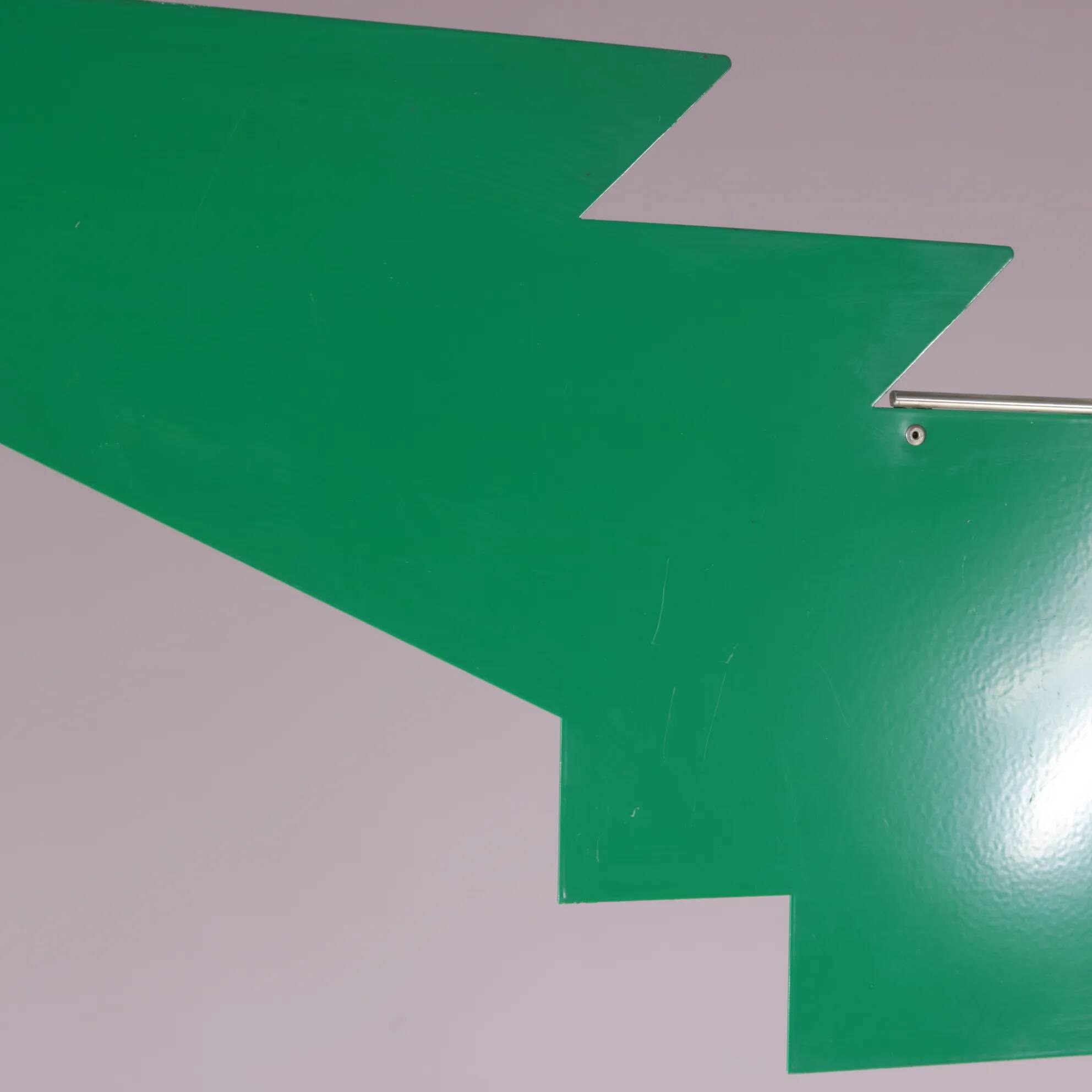 2000s wind sculpture/weathervane by Afra Scarpa and Tobia Scarpa, telescopic pole and stainless steel counterweight, green metal windvane for Dimensione Disegno