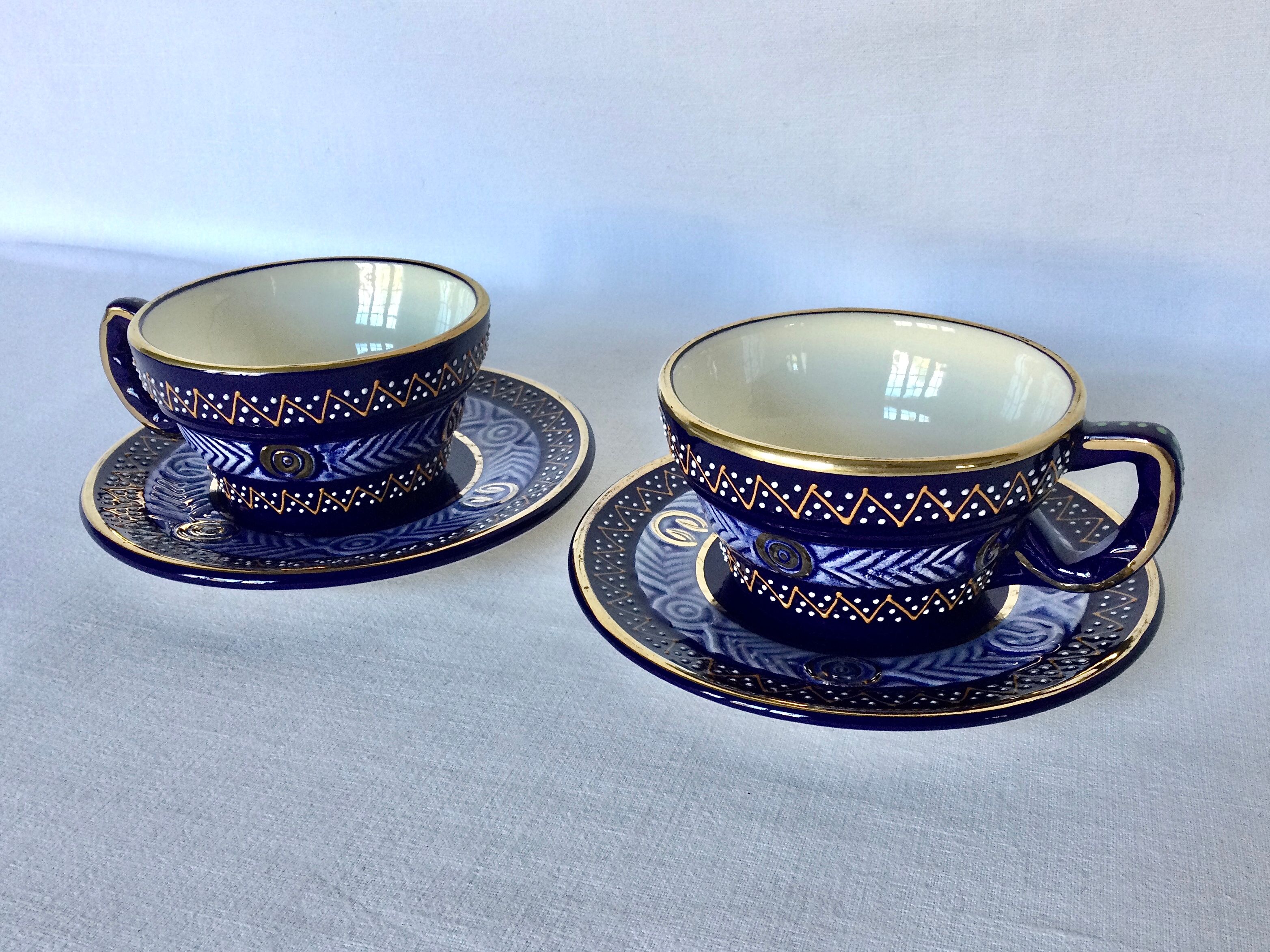 HB Quimper earthenware lunch pair