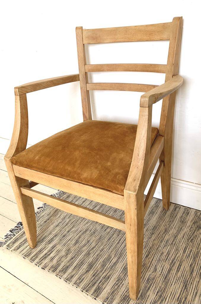 Art Deco armchair with mustard velvet seat