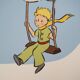 Antoine de Saint-Exupéry: The Little Prince flies with the clouds, lithograph.