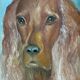 Vintage original dog portrait oil painting, signed animal art