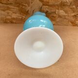Ancien pichet aiguière opaline bleu & blanc vintage