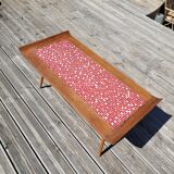Vintage coffee table in teak and mosaic.
