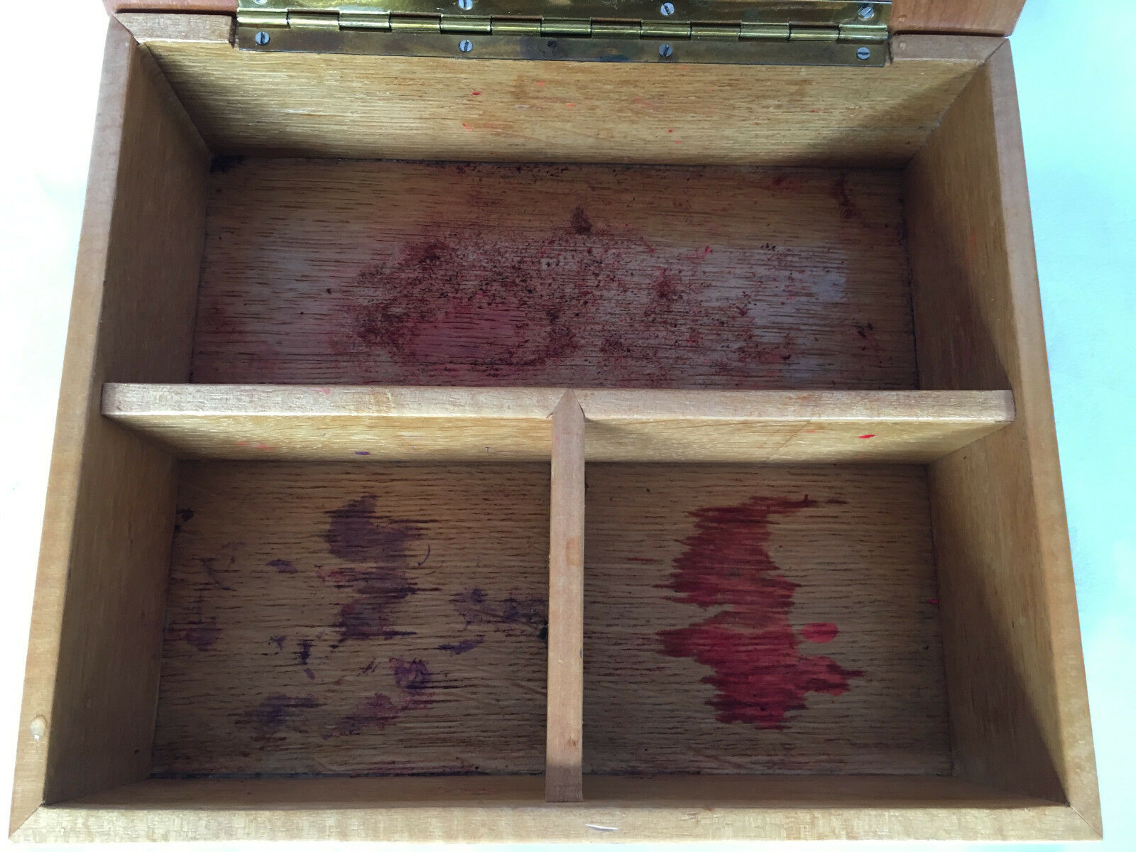 1940 marquetry box with 3 compartments geometric star