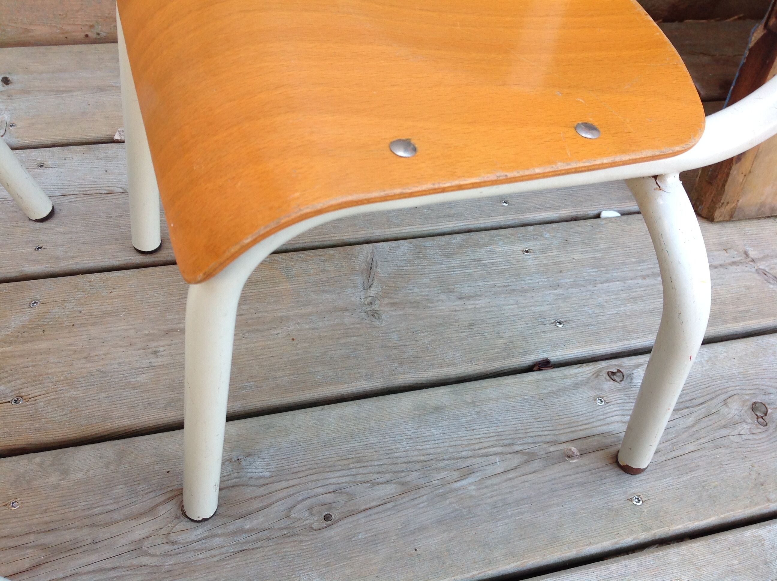 Duo of child school boy chairs