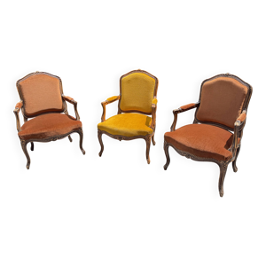Suite de fauteuils Louis - ocre
