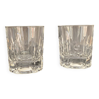 Paire de verres à whisky en cristal vintage modèle lourd gobelet ancien