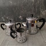 Art deco set 3 pieces in chromed copper and bakelite handles of the brand menesa