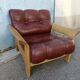 Danish vintage armchair light oak and leather.
