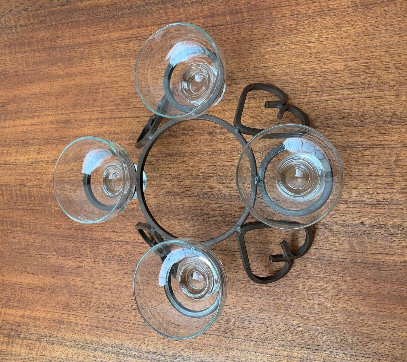 Danish chandelier in metal and glass, 1960s