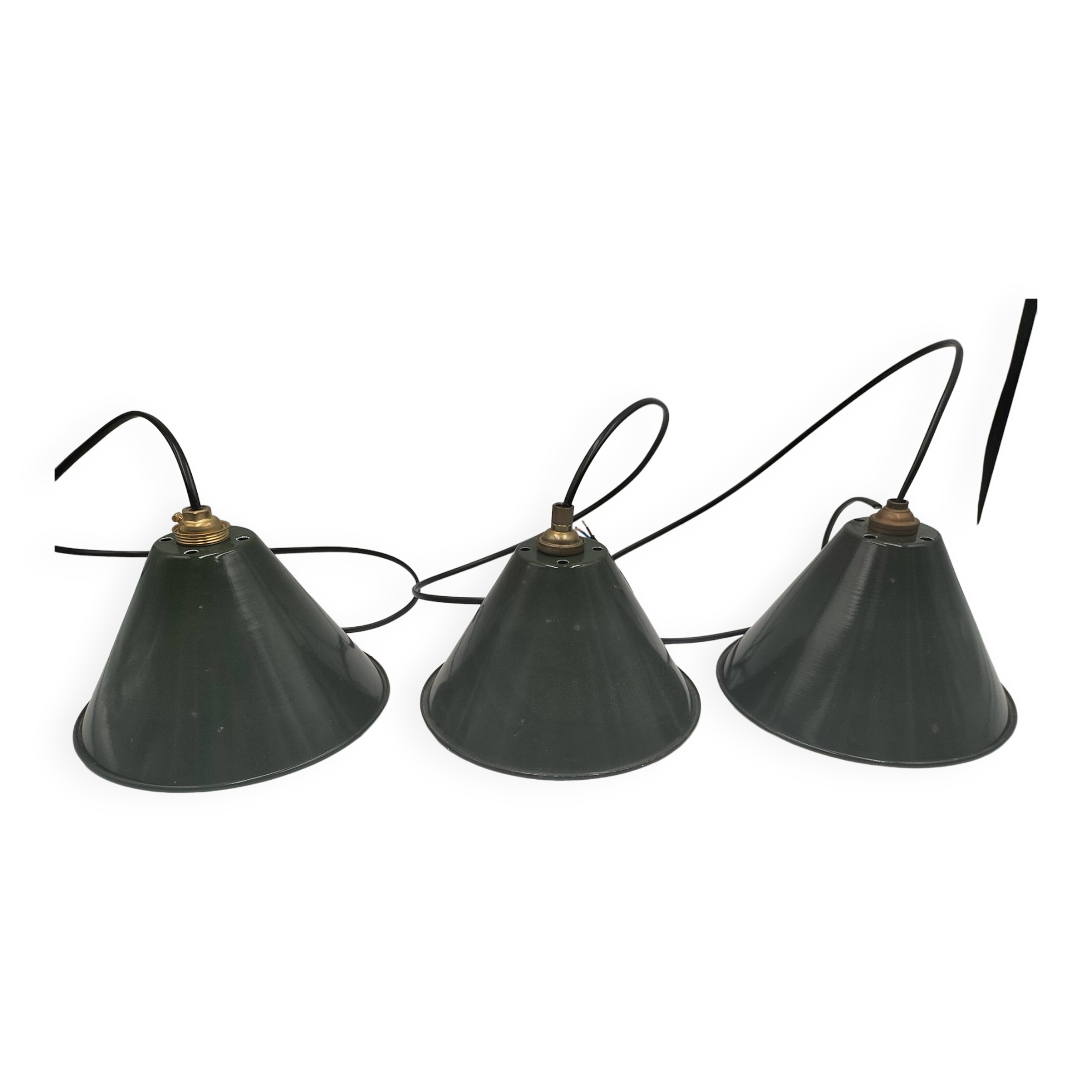 Enameled sheet metal pendant lights