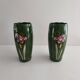 Pair of vintage empire green ceramic vases – Iris decoration & gilding