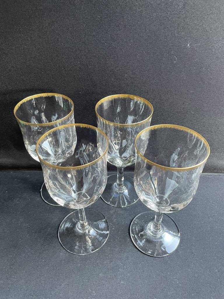 4 Daum water glasses with gold putoises
