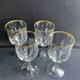 4 Verres à eau Daum putoisés or