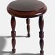 French Turned Chestnut Wood Stool or Side Table, Mid-20th Century