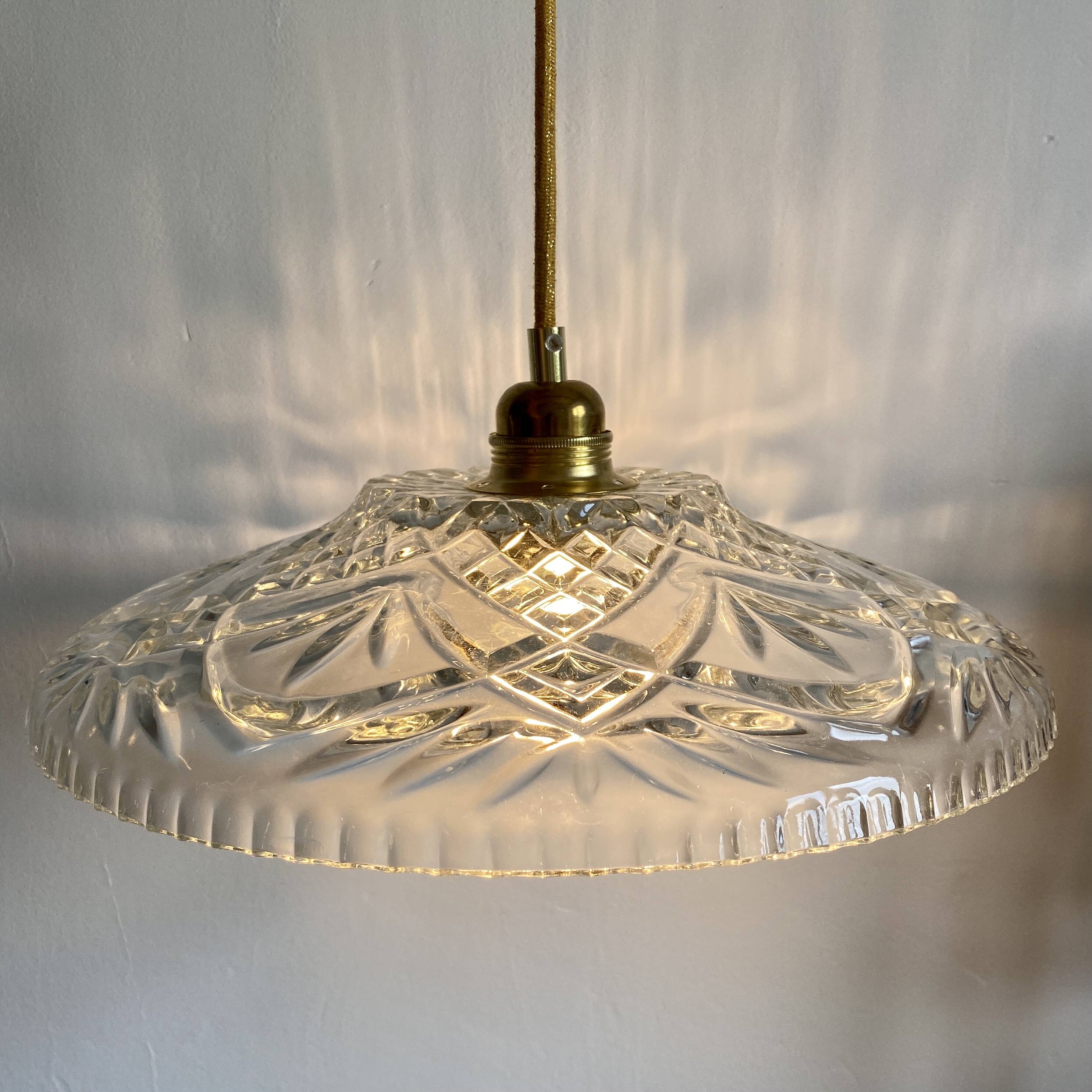 Vintage moulded glass pendant light - tableware collection -