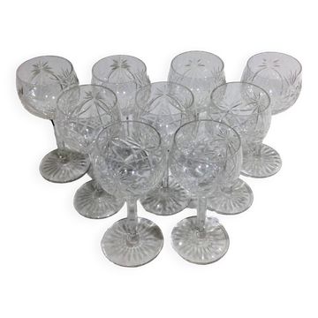 Baccarat – 9 verres à vin blanc En Cristal De Baccarat