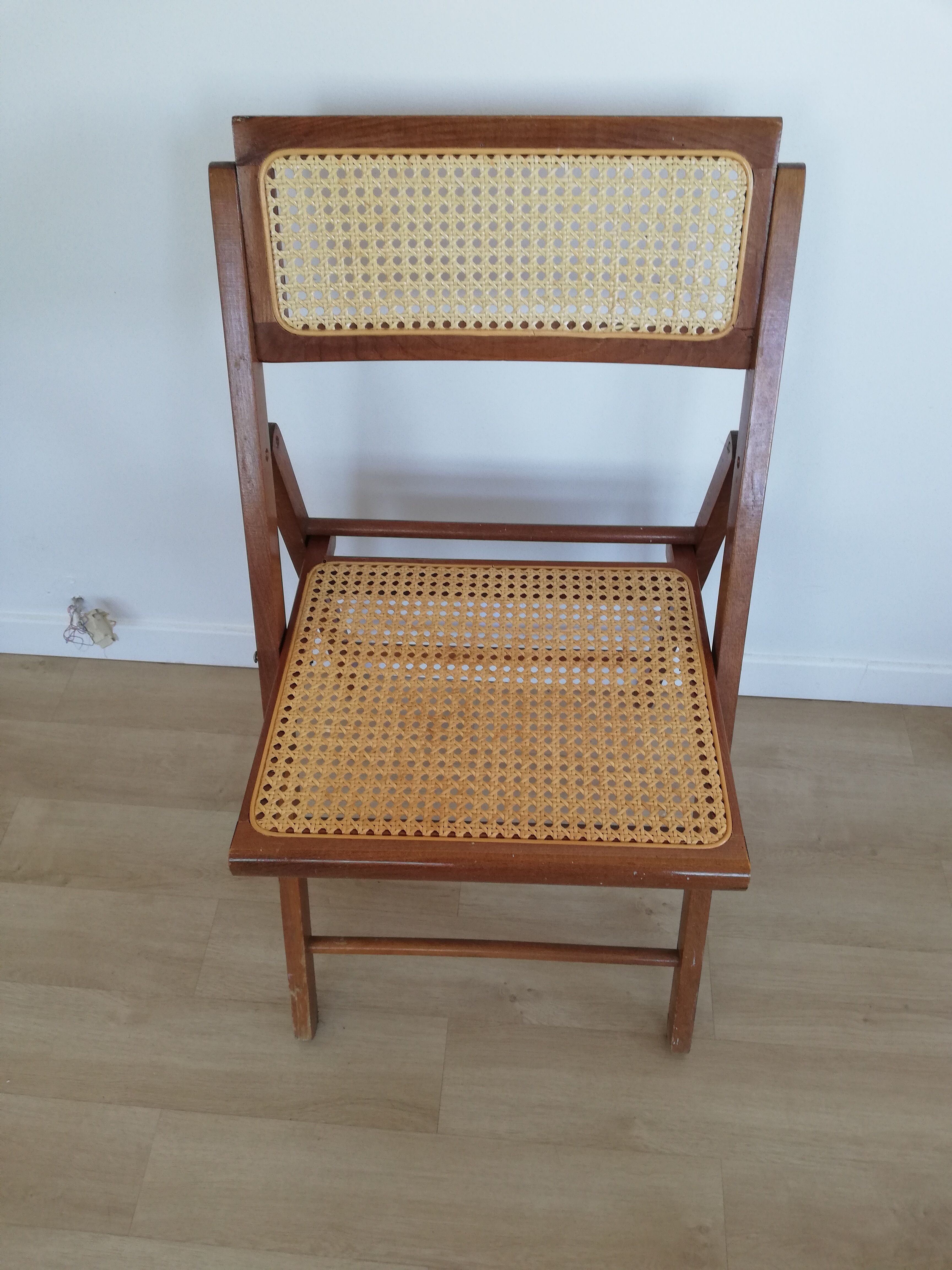 Vintage folding caning chair