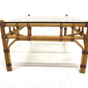 Scandinavian coffee table in glass and rattan, Sweden, 1970